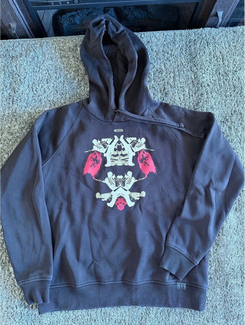 G-Star RAW Originals Black Graphic Hoodie Size S